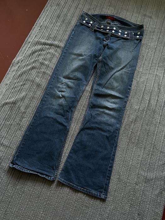 Opium клеш flered jeans темно сині