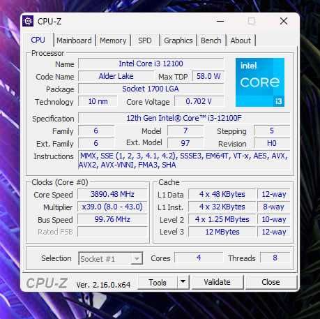I3 12100f LGA 1700