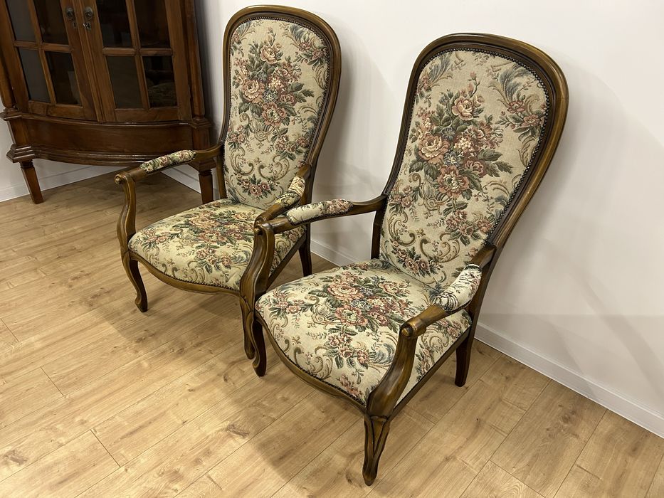 Fotele stylowe komplet dwie sztuki gobelin