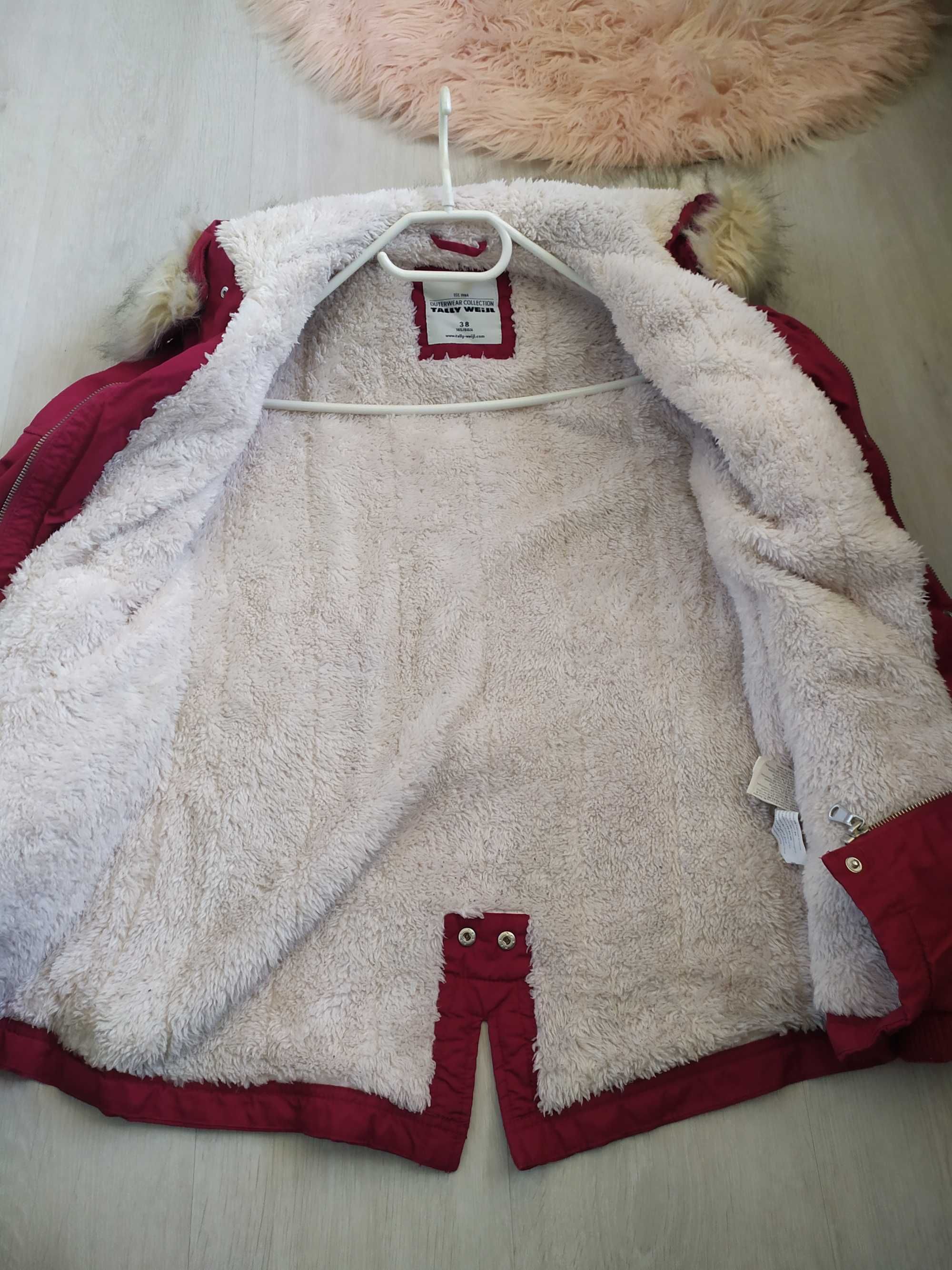 Bordowa kurtka parka zimowa Tally Weijl 38 M L