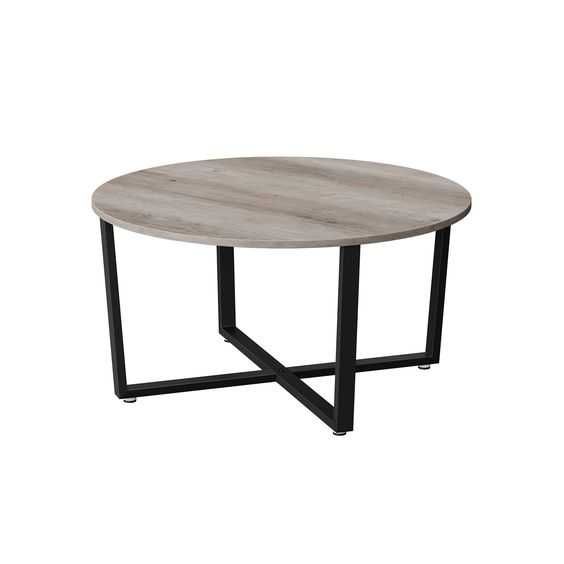 Stół, stolik kawowy okrągły industrialny, szary Vasagle LCT088B02