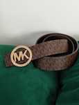 Pasek damski dwustronny brązowy monogram czekoladowy Mk Michael Kors