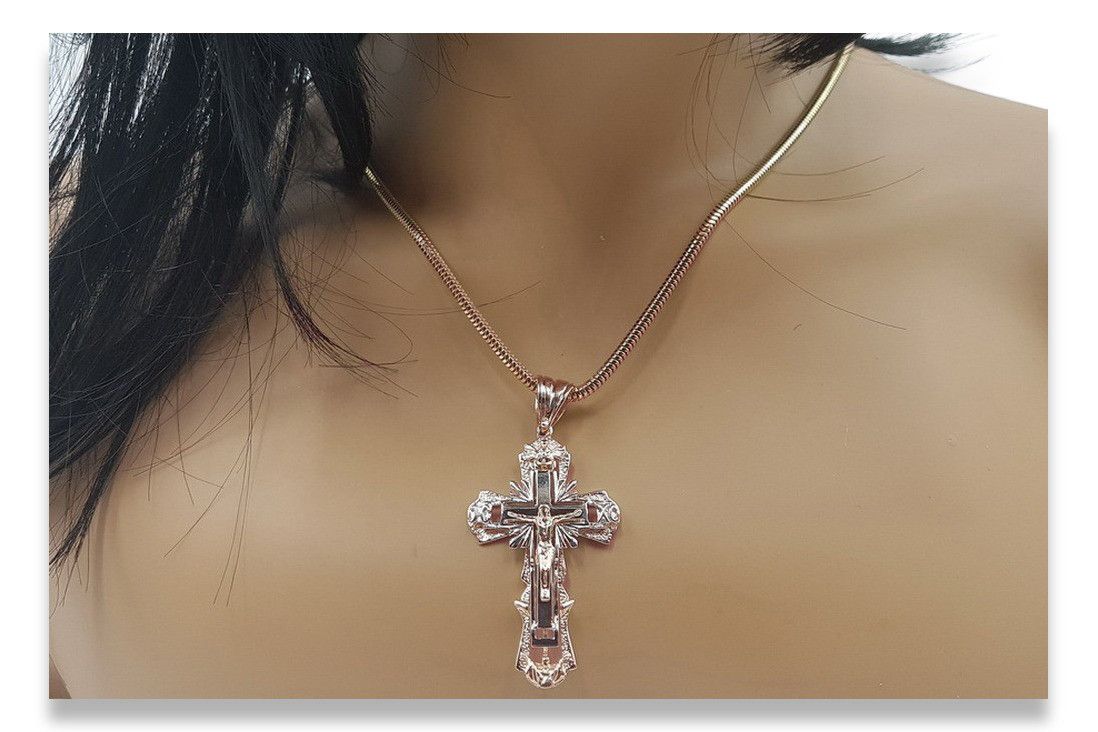 Krzyżyk Prawosławny z różowego złota 14k 585 Gdańsk biżuteria oc010rw