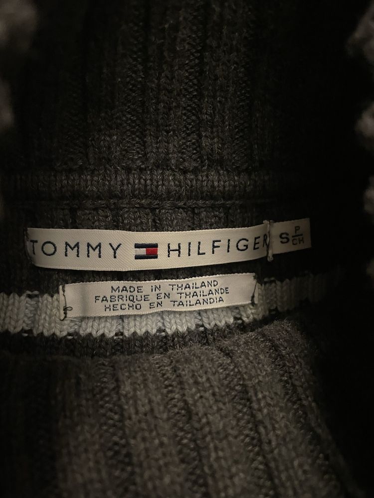 Sweter Tommy Hilfiger damski S czerwony szary w paski