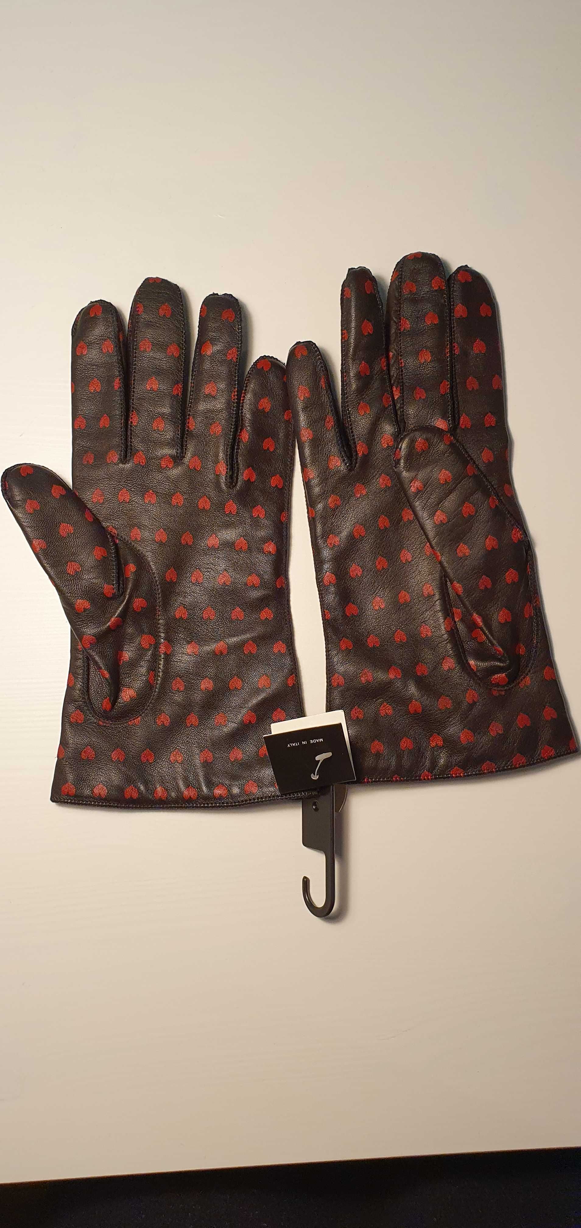 Rękawiczki skórzane Moschino