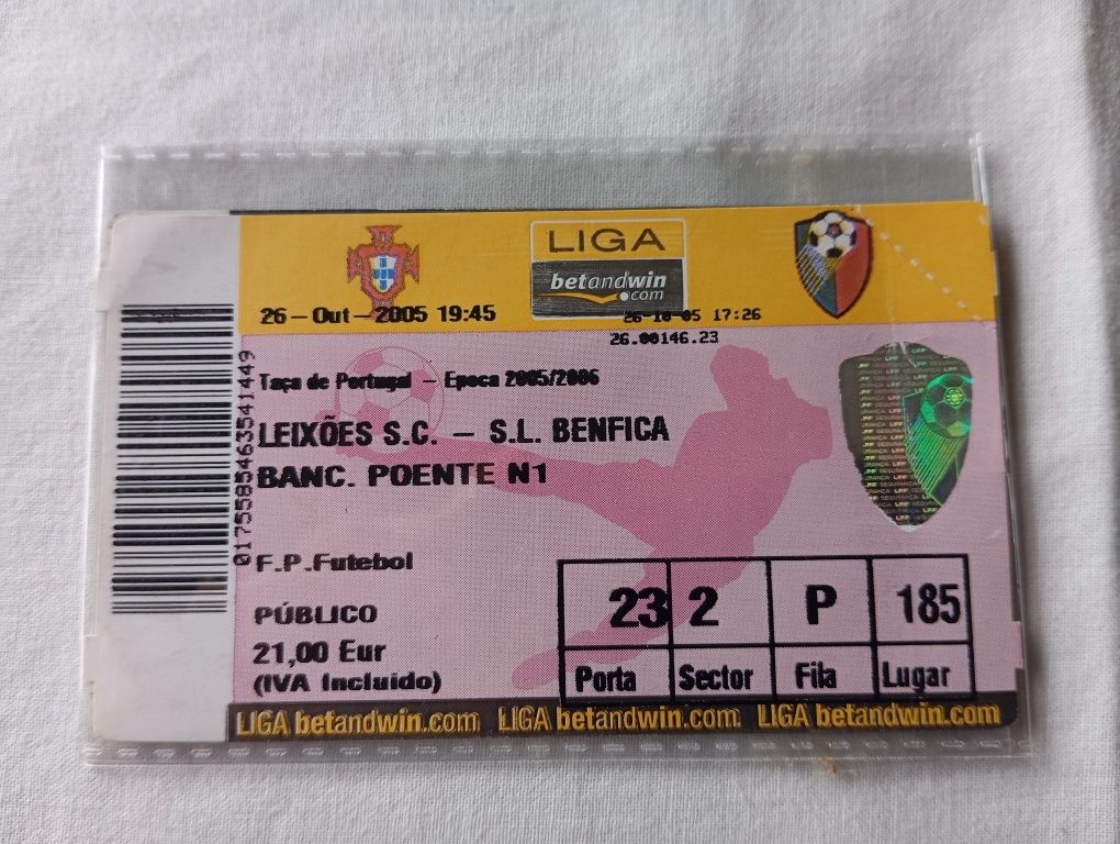 Bilhete Futebol Taça de Portugal Leixões vs Benfica (2005)