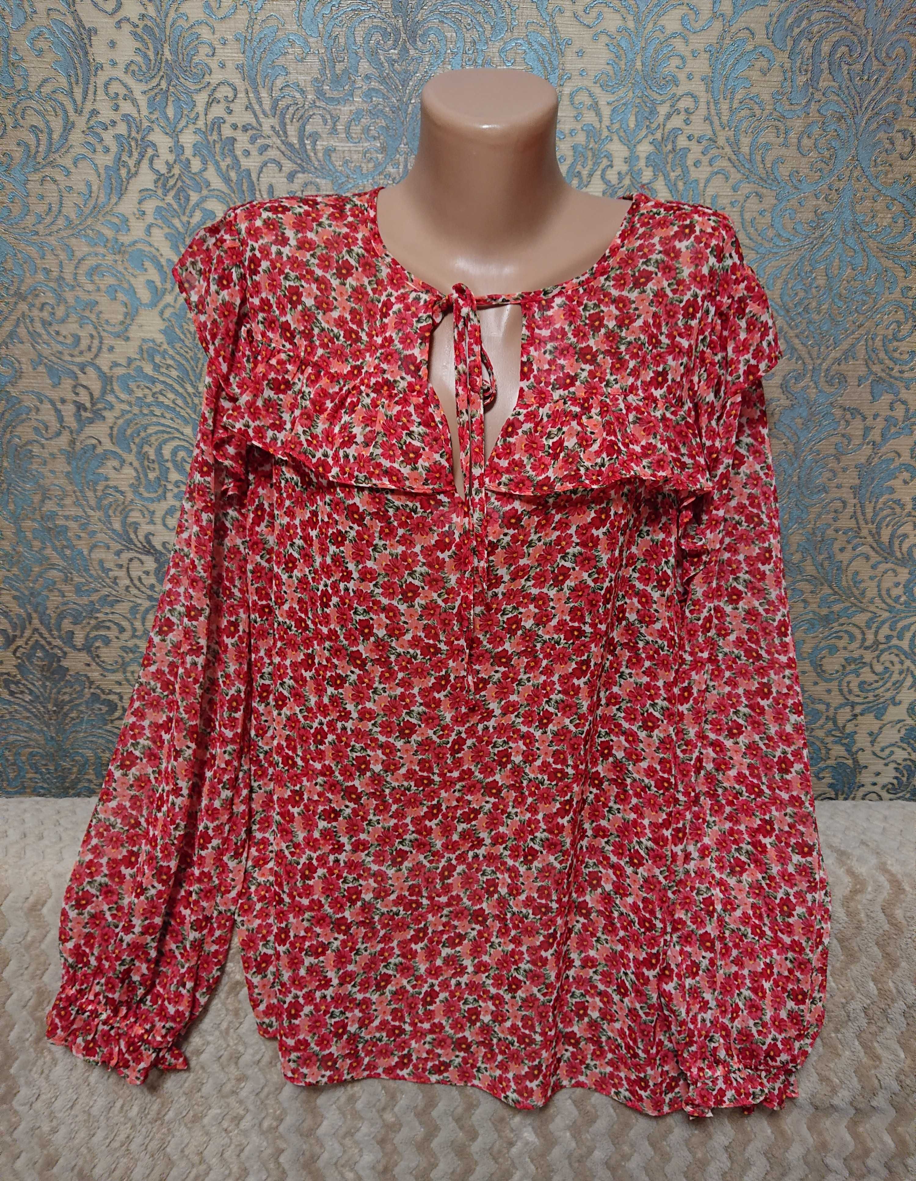 Красивая блуза в цветы большой размер батал 50 /52 блузка блузочка