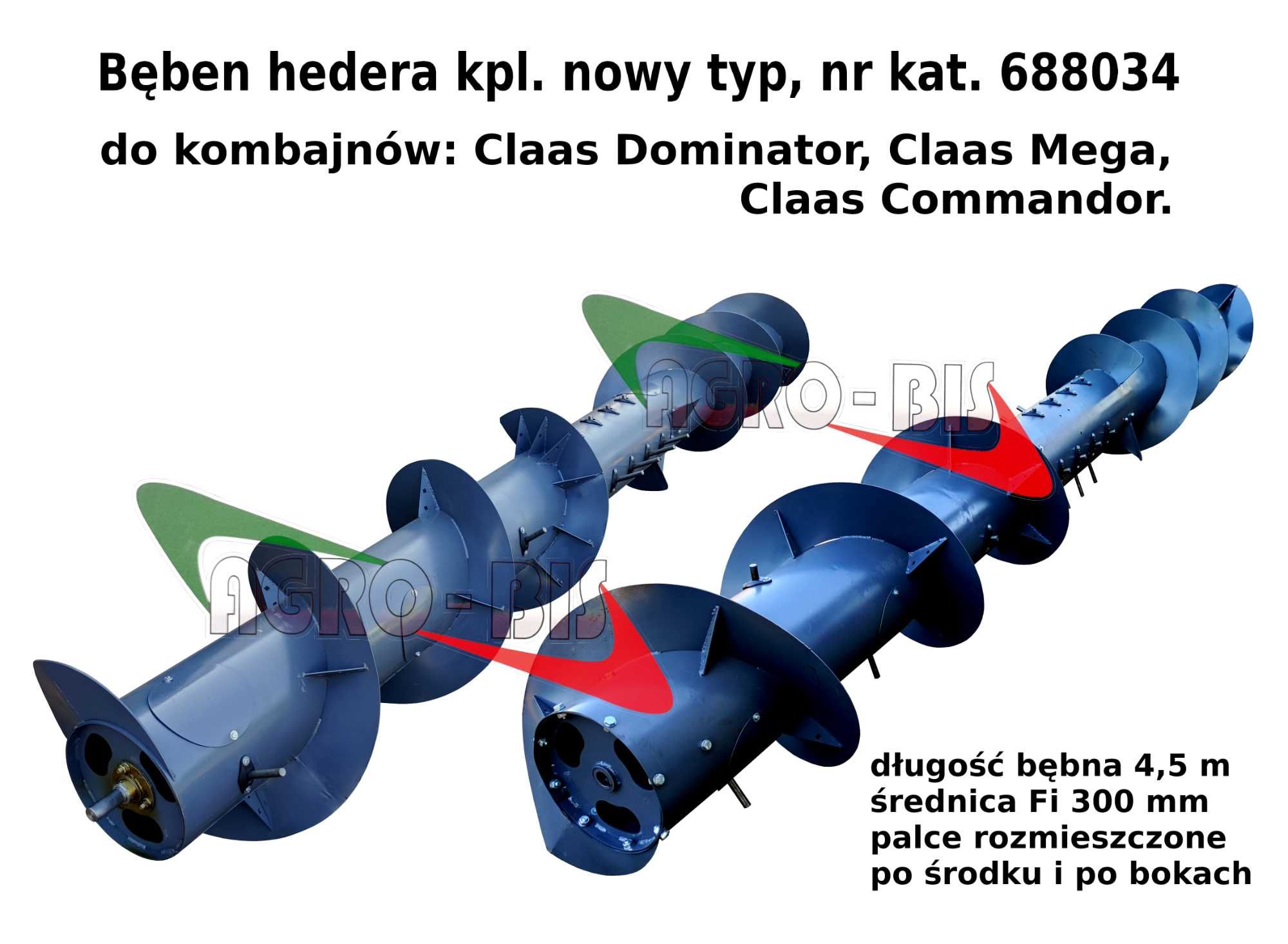 Bęben hederu  n-typ Claas 4,5m 688.034 kpl, 688.035 n/kpl, 676161 s/t