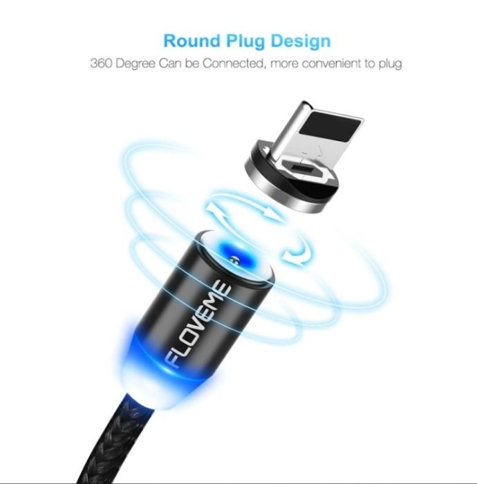 Kabel Magnetyczny FLOVEME 1m + końcówka IOS lub MICRO