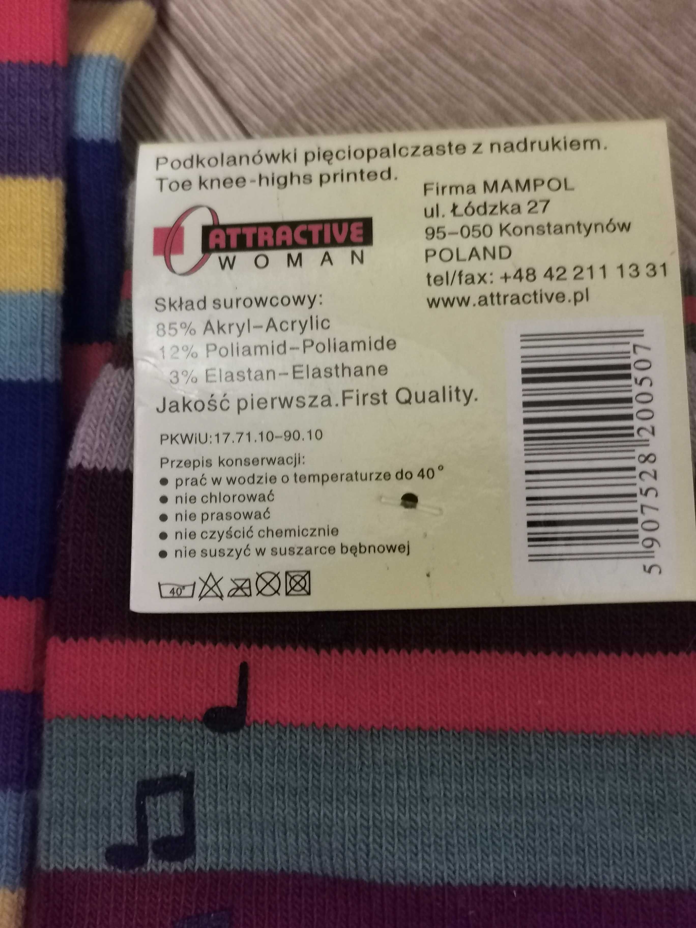 Podkolanówki   w paski, rozmiar one size.