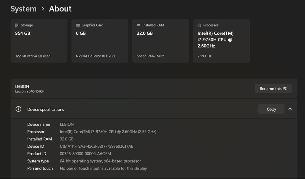 Потужний ігровий ноутбук Lenovo LEGION Y540