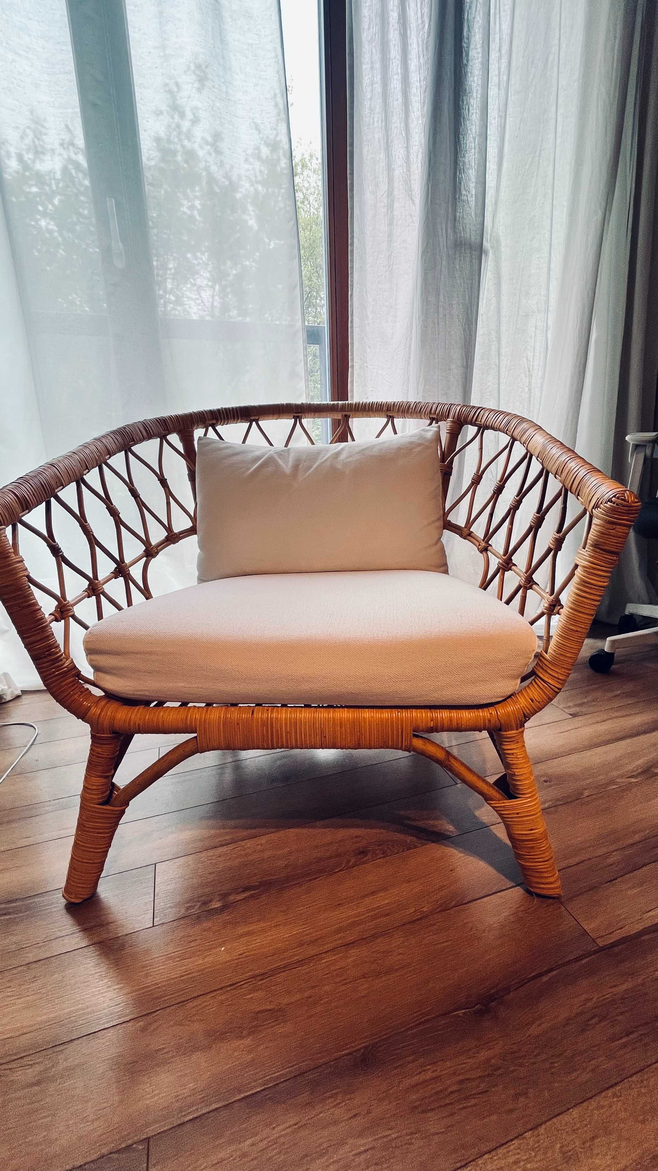 STOCKHOLM 2017 Fotel z poduszką, rattan/Grasbo biały IKEA