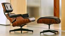 Cadeirão "Eames Lounge" - Pele genuína, Novo - Cadeira Poltrona Chaise
