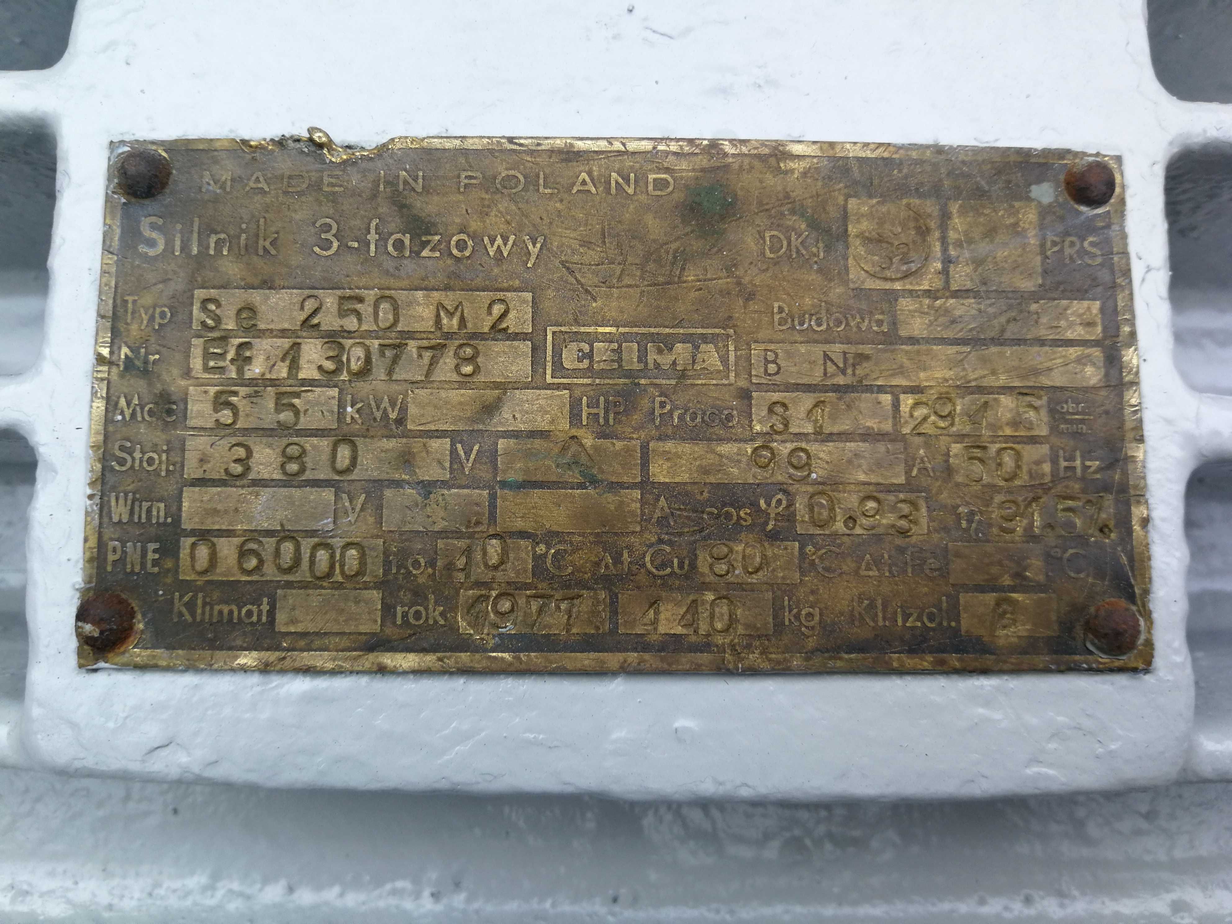 55 kW 2945 obr/min silnik elektryczny WYSYŁKA!!!