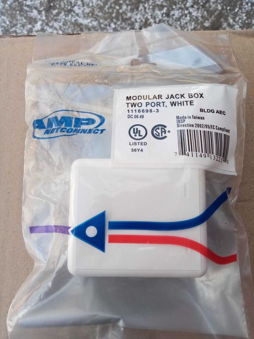 Modular jack box two port, white.