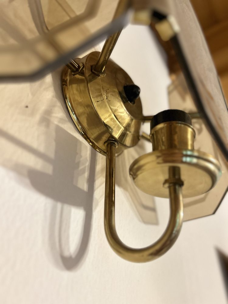 Lampa PRL kinkiet 2 sztuki szkło malowane