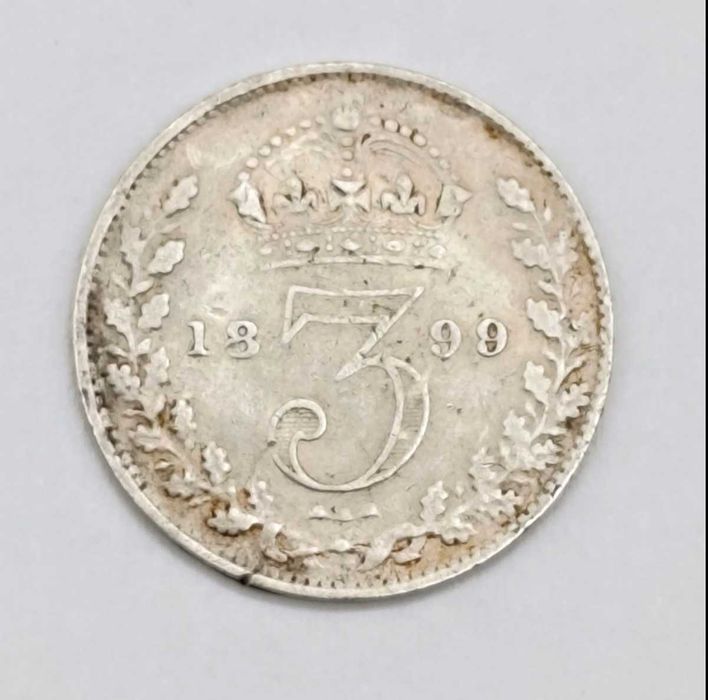 Moeda de prata de 3 pence da Grã-Bretanha de 1899 (Reservado)