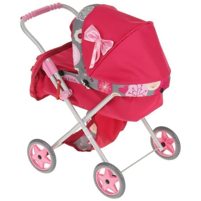 Wózek dla lalek głęboki - malinowy