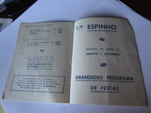 Casino Espinho 1935 programa festas agosto e setembro