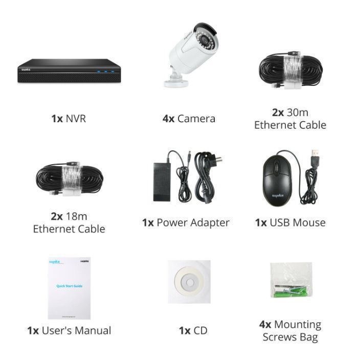 5MП PoE відеонагляд 4 відеокамери SANNCE 8 кан 4К 8mp відеореєстратор