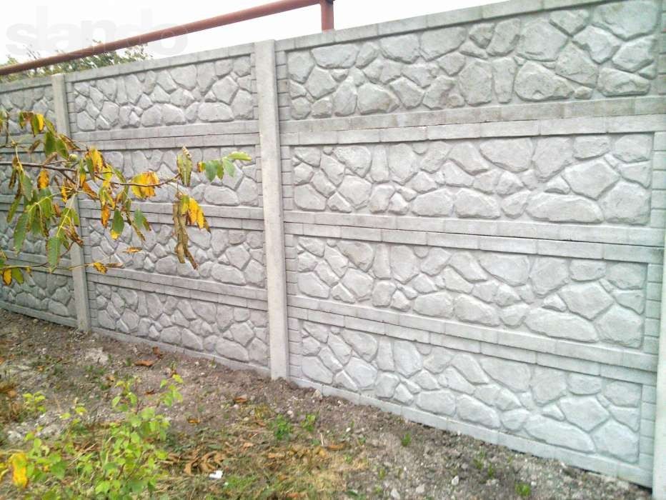 Забор бетонний, євро огорожа, стовп бетонний, ворота.