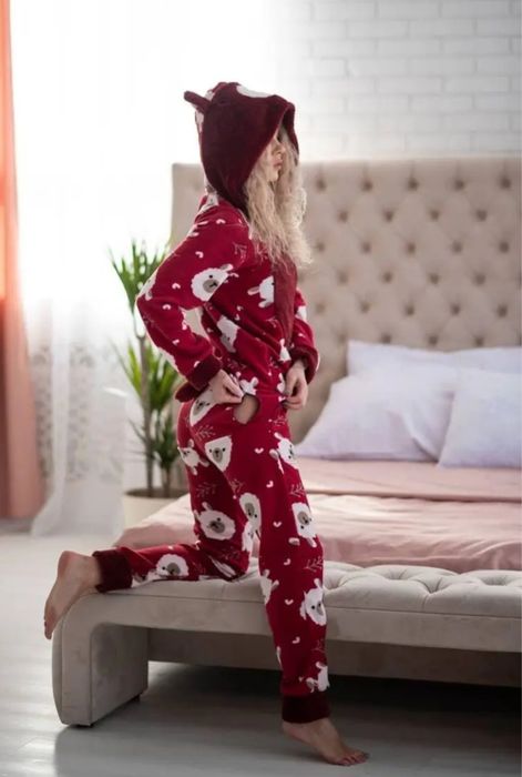 Новорічний подарунок дівчині--Різдвяна тепла Попожама на флісі