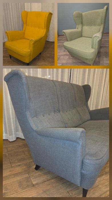 IKEA STRANDMON KOMPLET! 2 Fotele (Uszaki) + Sofa 2-os. 700 zł
