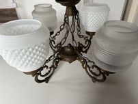 Lampa wisząca sufitowa żyrandol mosiądz PRL retro vintage