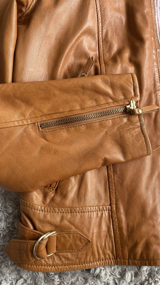 Massimo Dutti kurtka miękka skóra r M ruda bdb