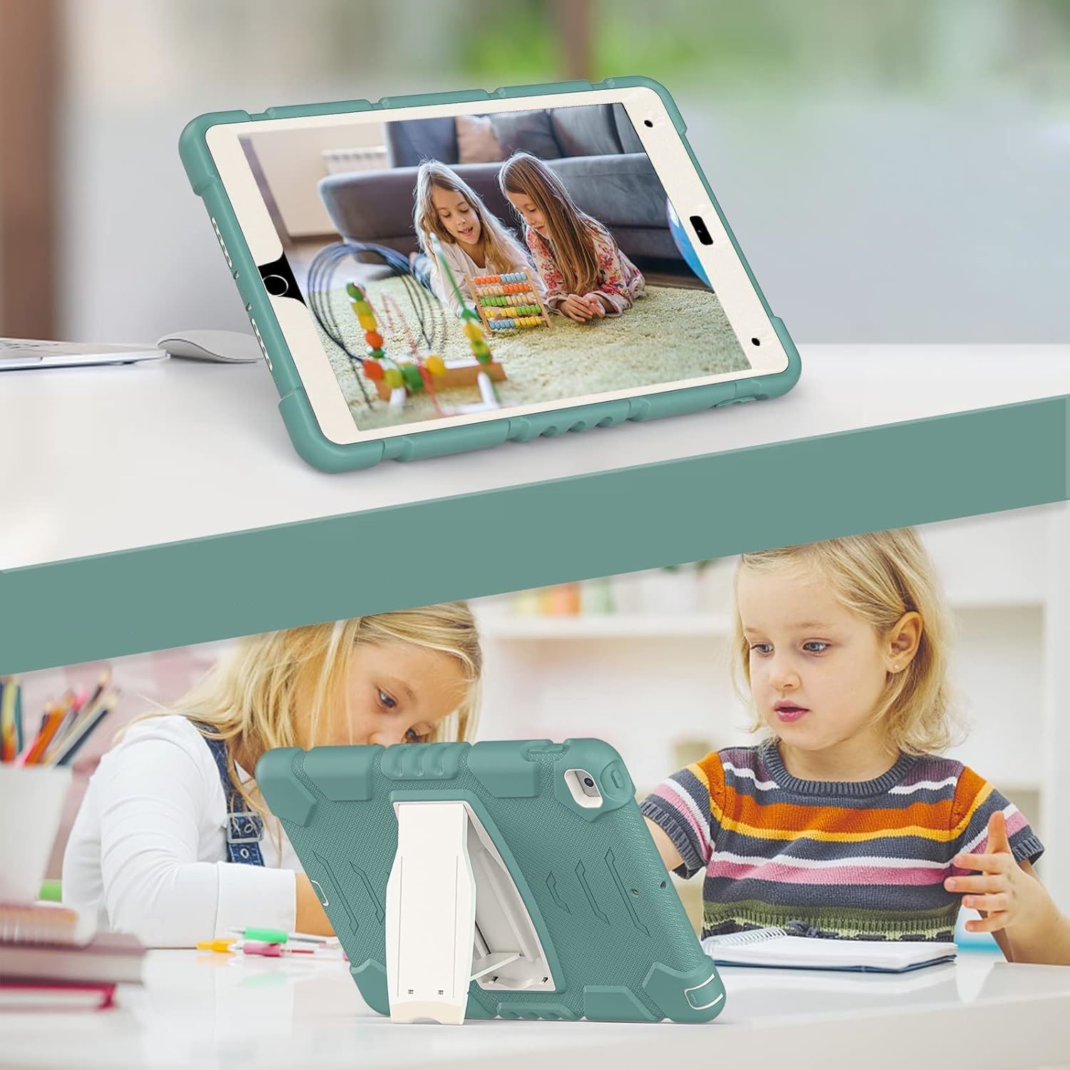 Etui do iPad 9/8/7 10.2” Pancerne z Podstawką Zielone