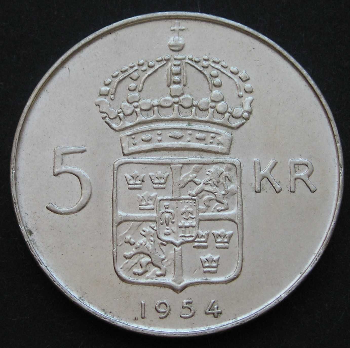 Szwecja 5 koron 1954 - Gustaw VI Adolf - srebro - stan 2