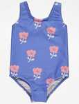 128 135 George 134 niebieski strój kąpielowy w kwiaty floral print UK