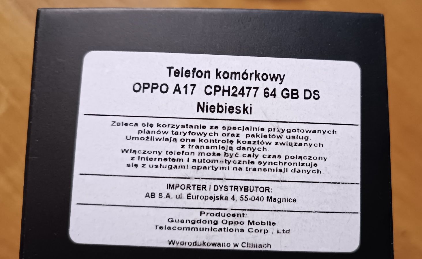 Sprzedam Nowy Telefon Oppo A17