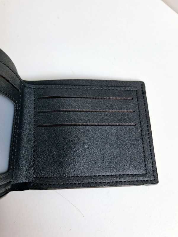 Nowy portfel męski skórzany czarny cienki etui na karty