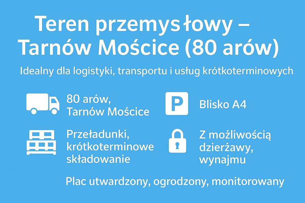Działka przemysłowa do wynajęcia / dzierżawy