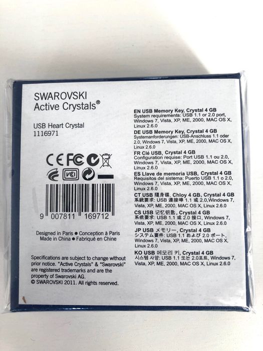 SWAROVSKI colar coração preto c/ USB