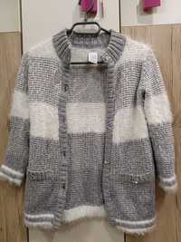 Ciepły rozpianny sweterek dla dziewczynki rozm.110 cm