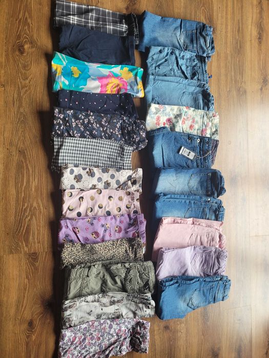 Zestaw dla dziewczynki 122/128/134 ponad 250 szt kurtki spodnie bluzki