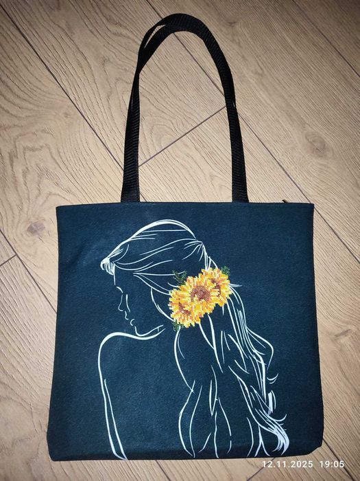 Сумка шоппер вишита чешським бісером