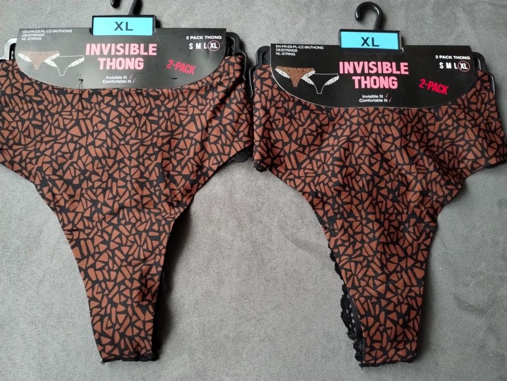Damskie stringi Invisible Thong XL 2x2pak