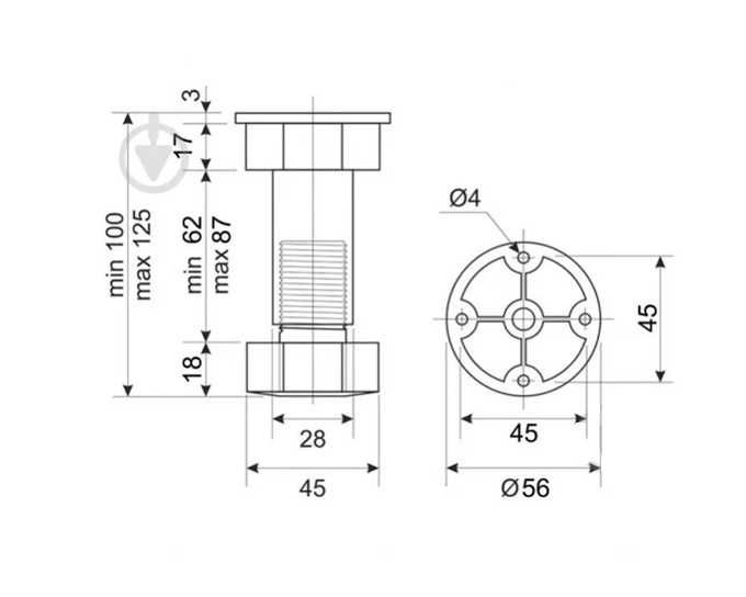 Ніжка кухонна регульована розбірна 150мм у кількості 8шт.