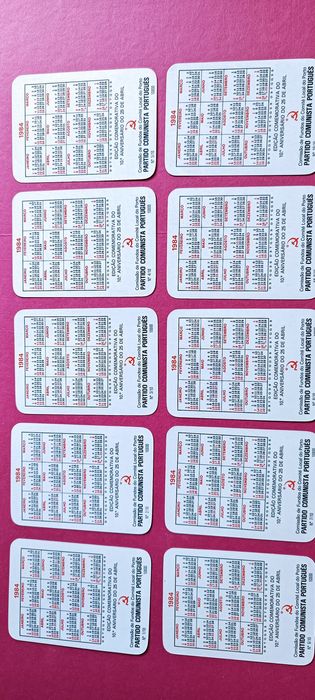 Raros e antigos calendários do partido comunista português