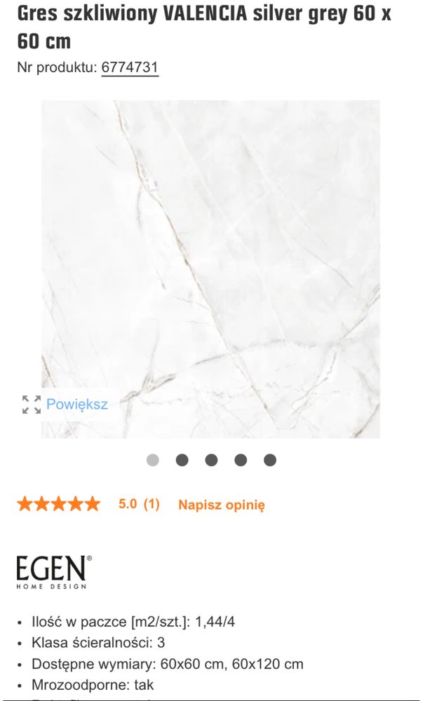 Gres szkliwiony Valencia silver gray 60x60 cm