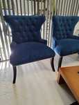 2 Cadeirões/Poltronas em Veludo Azul — Estilo Vintage | URGENTE