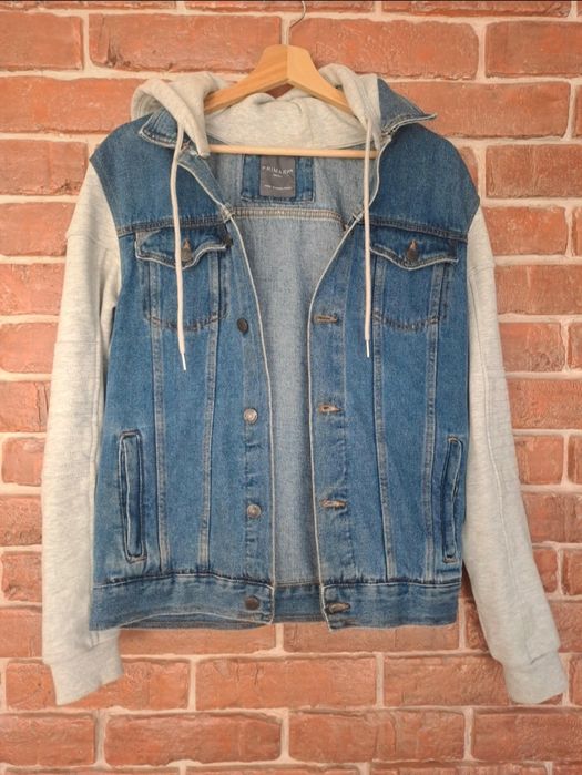 Męska kurtka bluza katana jeansowa denim dżinsowa r.S z kapturem