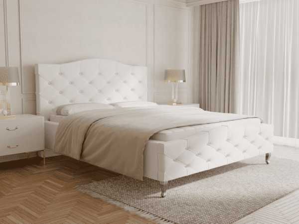 Łóżko tapicerowane Glamour karo 160x200 ze stelażem