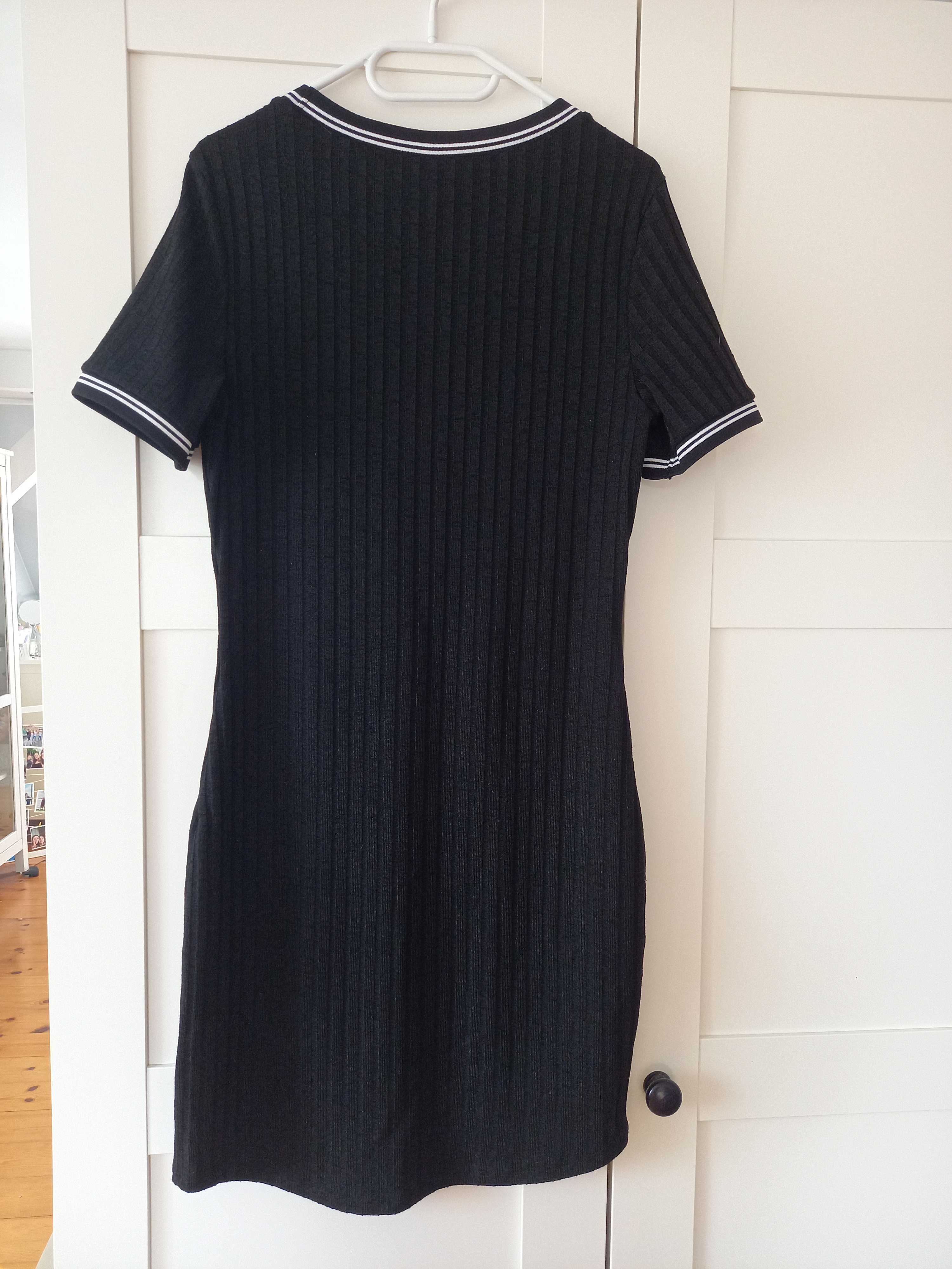 Sukienka czarna krótki rękaw rozmiar L H&M
