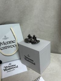 Vivienne Westwood Saturn Orb Black Earrings оригинал сережки серьги