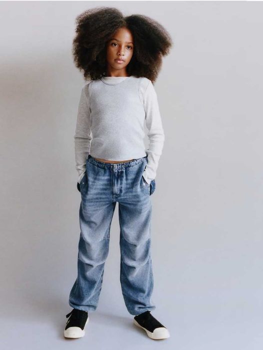 Джинси парашути  карго ZARA з карманами 6, 7, 8, 9 р