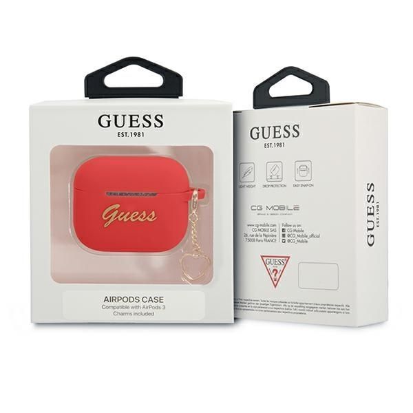 Etui Guess Silicone Charm do Apple AirPods 3 - Czerwony